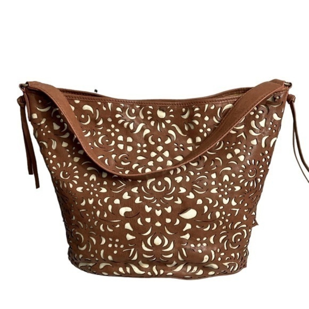 Isabella Fiore Leather Lazer cut out hobo shoulder bag
